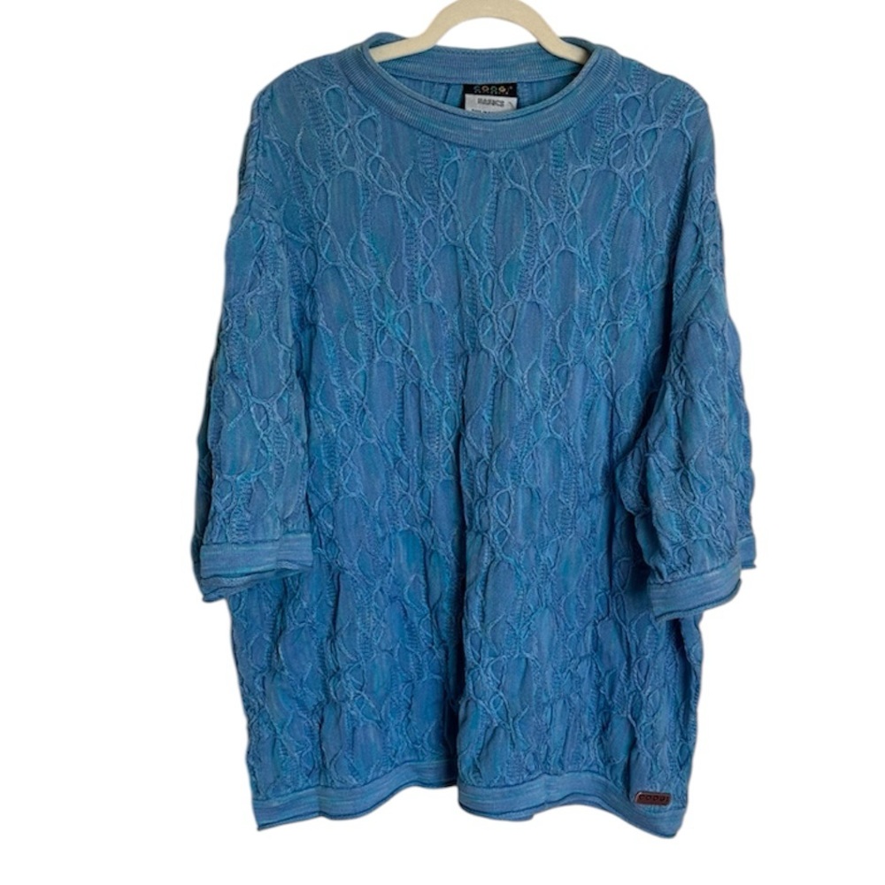 Vintage Blue Textured Crewneck Sweater -